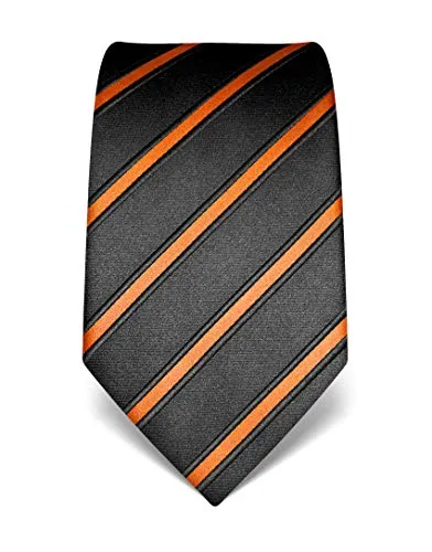 Vincenzo Boretti cravatta elegante classica da uomo, 8 cm x 15 cm, di pura seta di alta qualità, idrorepellente e antisporco, motivo a righe arancione