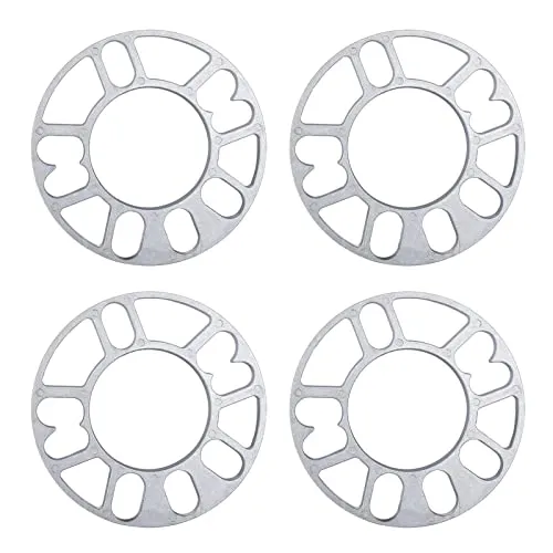 Laluky Distanziali universali per cerchi in lega, 4 pezzi, 5 mm, 10 mm, 4, 5 perni distanziali per ruote con piastra spessa (dimensioni: 5 mm)