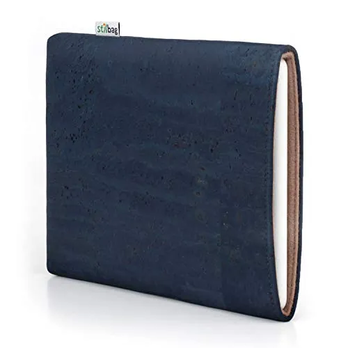 Stilbag eReader Custodia VIGO per PocketBook InkPad X | eBook Reader Borsa - Made in Germany | sughero blu denim, feltro di lana nocciola