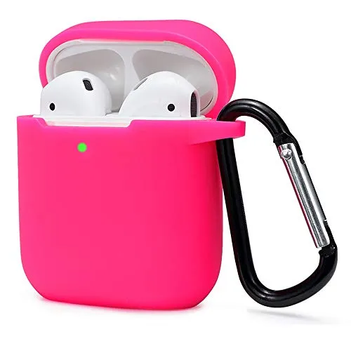 KOKOKA Custodia in Silicone da Appendere Compatiblile con AirPods 2 & 1, Custodia Protettiva per AirPods, Airpods Case Cover LED Anteriore Visibile Moschettone Portachiavi, Watermelon Red