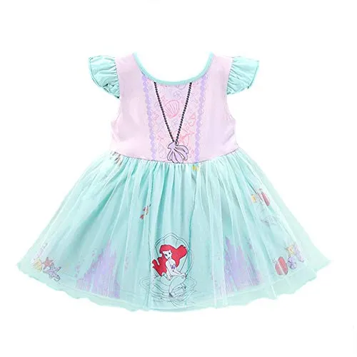 Lito Angels - Costume da principessa Ariel per bambine, Vestito Sirenetta per Halloween e festa di compleanno, Gonna Tulle, Taglia 4-5 anni, Rosa Verde 266