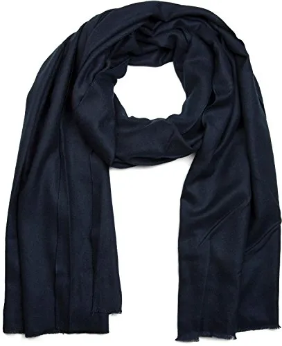 styleBREAKER morbida stola a tinta unita con frange, foulard, unisex 01017070, colore:Blu notte/Blu scuro
