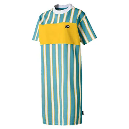 Puma Downtown Stripe - Vestito da donna, Donna, Verde/Giallo, M