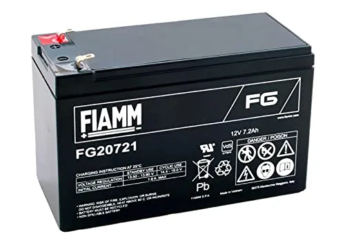 FIAMM FG20721 batteria UPS 7,2 Ah 12 V - Batteria UPS (Nero, 7,2 Ah, 12 V, 1 pezzo(i), 5 anno/i, 2,43 lb)