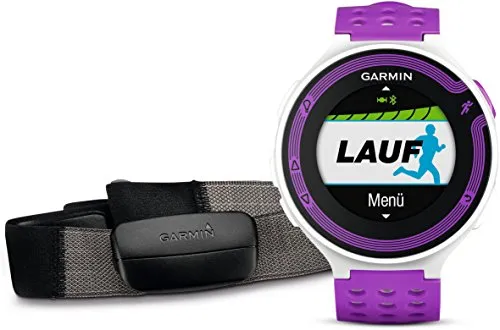 Garmin Forerunner 220 HRM Bundle GPS Running, Include Fascia Cardio Soft Premium, Bianco/Viola