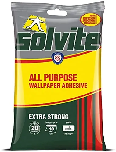 Solvite Extra Strong All Purpose Fast Mix - Colla adesiva per carta da parati, per fissare 10 rotoli, 185 g