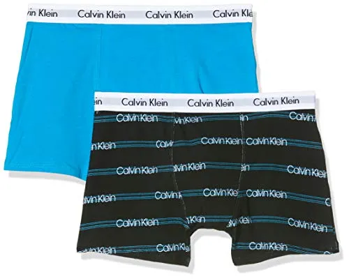 Calvin Klein 2pk Trunks Boxer, Blu (1BlueJewelGlitchStripe/1BlueJewel 0G6), 164 (Taglia Produttore: 14-16) (Pacco da 2) Bambino