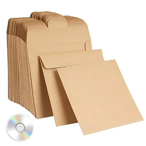 50pz Buste Bustine Custodie per CD DVD Carta Kraft Cartone Porta Vuote