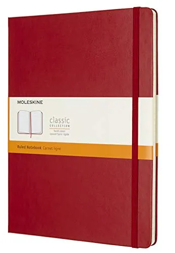 Moleskine Notebook Classic- Copertina Rigida - Taccuino a Pagine Rigate, X-Large, Rosso (Scarlatto)