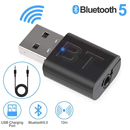 Adattatore USB Bluetooth 5.0 Dongle Bluetooth trasmettitore Ricevitore per PC Portatile Desktop TV Altoparlante Bluetooth Auricolare Windows 10/8.1/8/7/XP/Vista