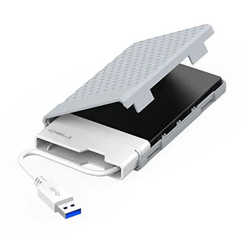 ElecGear USB 3.0 SATA Case Esterno per Disco Rigido 2.5'', SuperSpeed Box Custodia Alloggiamento per 9.5mm/7mm SATA Hard Disk SSD e HDD, supporta UASP, senza attrezzi, Tipo A cavo integrato