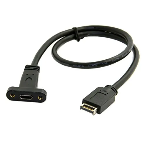 Cablecc - Cavo di prolunga USB 3.1 da USB 3.1 a tipo C femmina, 40 cm con vite per montaggio a pannello
