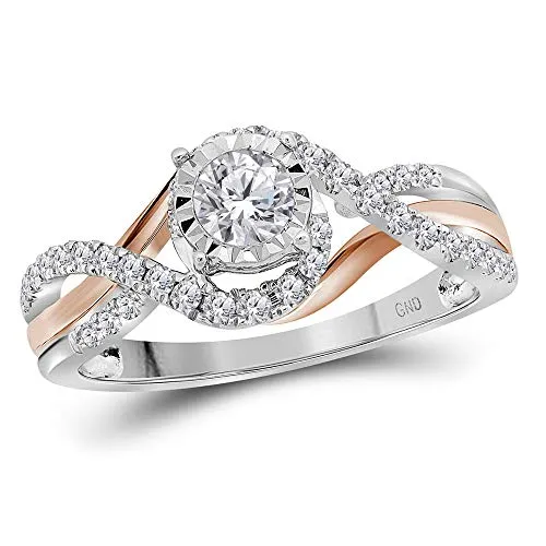 14 kt oro bianco donna rotonda diamante solitario da sposa anello di fidanzamento 1/2 Cttw