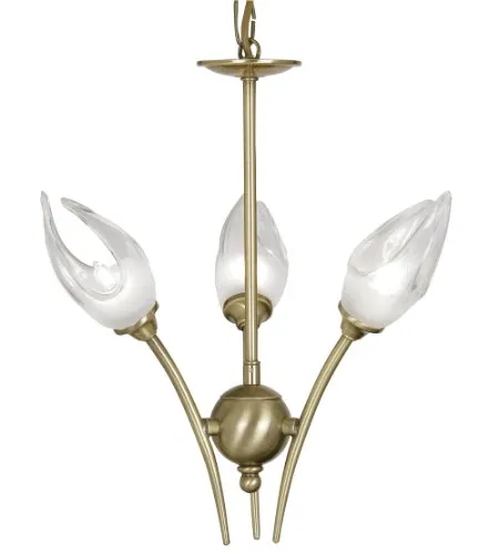 Oaks Lighting Plafoniera Nima in Ottone Anticato e Vetro con Tulipani Trasparenti e tonalità Opaline. può Essere utilizzato con Catena o ad Incasso.
