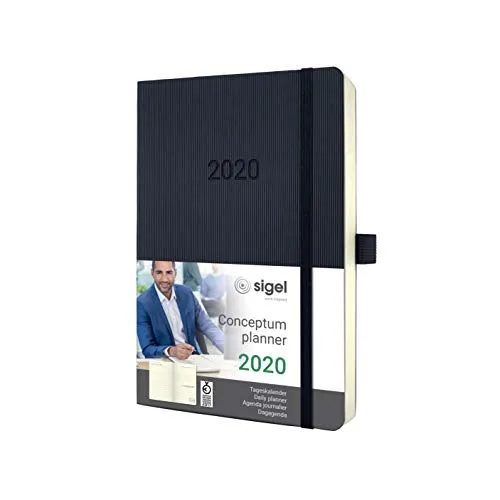 SIGEL C2020 Agenda giornaliera 2020, ca. A5, nera, copertina morbida, Conceptum