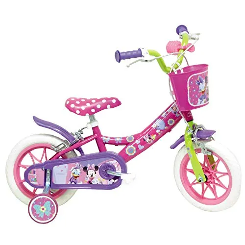 Mondo Toys - Bici Mod. MINNIE MOUSE per bambino / bambina - misura 10'' - rotelle e freno anteriore - colore rosa / bianco - 25127
