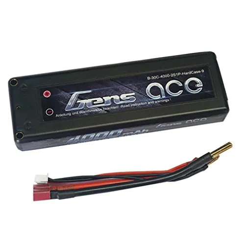 Gens ace, Batteria LiPo (Litio-polimero) da 4000 mAh, 7,4 V, 30 C2S1P, per modellini radiocomandati, Macchine, elicotteri, Aerei, Navi, furgoncini e Giocattoli di Tipo FPV