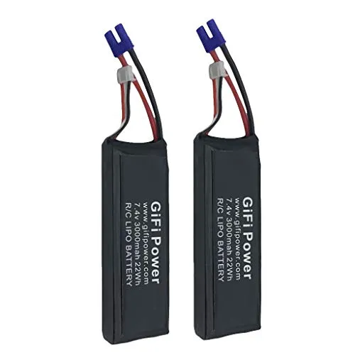 JIJI886 Batteria Drone, 2 Pezzi da 7,4 V 3000 mAh di Grande capacità Adatto per droni Hubsan H501S (Nero)