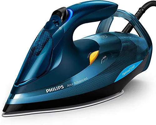 Philips Azur Advanced Ferro da Stiro a Vapore, 3000 W, Spegnimento Automatico, 0.33 L, Blu (GC4937/20)