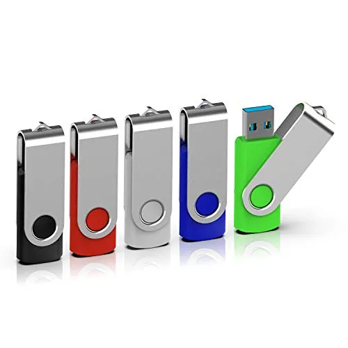 TOPESEL Chiavetta USB 3.0 32GB Pendrive Memoria Stick Pennetta Girevole USB Flash Drive - Confezione da 5 colori misti(Nero Blu Verde Rosso Argento)