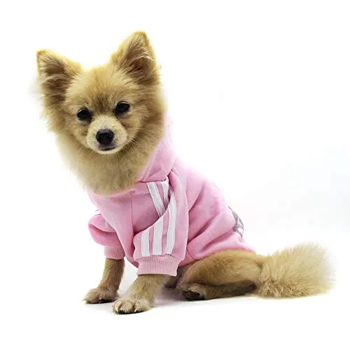 QiCheng & LYS Adidog Dog Hoodies Vestiti, Felpa per Cani Pet Puppy Cat Cute Cotton Warm Hoodies Sweater (Rosa, L)