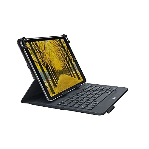 Logitech Universal Folio cover iPad o Tablet Con Tastiera Bluetooth Wireless, Layout Tedesco QWERTZ - Nero