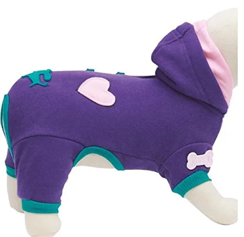 Fuss-Dog Cappottino per Cani Felpa Love (Taglia 50, Viola)