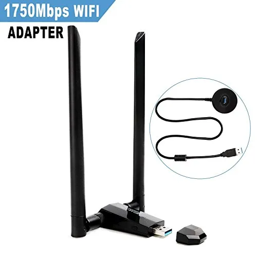 ANEWISH 1750Mbps Adattatore WiFi USB 3.0 con 2 Antenna Chiavetta WiFi 5dBi Dual Band 2.4G 450M/ 5G 1300M Scheda WiFi 802.11ac Ricevitore WiFi per PC Windows10/8/8.1/7/Vista/XP/Mac10.9-10.13