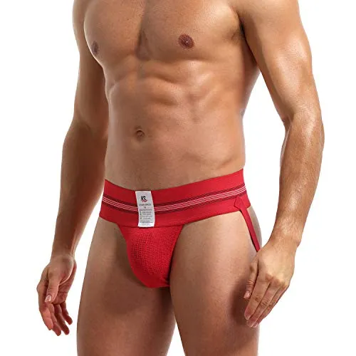 Arjen Kroos Jockstrap Uomo Intimo Classico Perizoma Mutande Sportivo Maschile Tanga String Thong Sospensorio Slip Atletico Sport (Rosso, S(68-75CM))