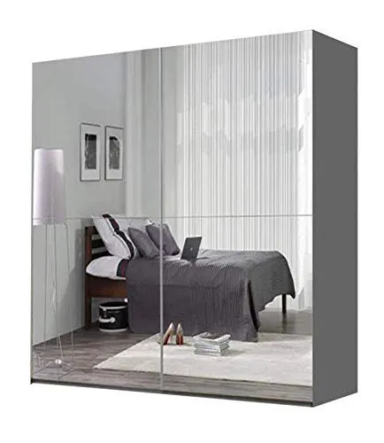 Armadio Texas a 2 e 3 specchio con ante scorrevoli, in 4 misure e 2 colori (150 cm, grigio)