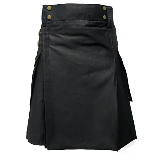 Tartanista - Kilt robusto per uomini intraprendenti - Nero - UK32 (81 cm)