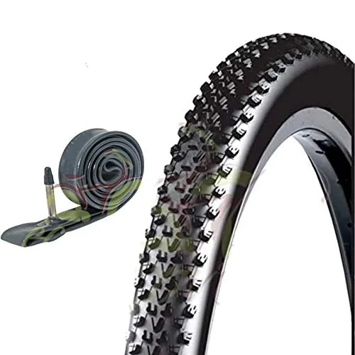 Ecovelò EBB27MAS 1 COPERTONE 27.5 X 2.10 (54-584) + 1 Camera d'Aria per MTB Bici Bicicletta Nero