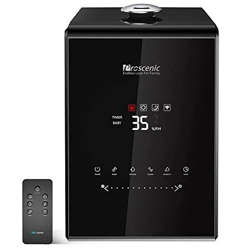 Proscenic 807C Umidificatore con APP & Alexa, Umidificatore Ambiente Ultrasuoni 5.5L a Freddo/Caldo, Silenzioso a Display LED per Casa/Ufficio/Laboratorio/Occasione Pubblica Silenziosa/Uso di Notte