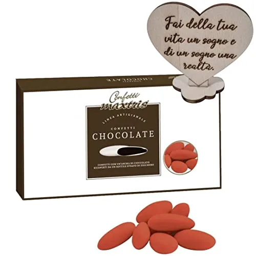Confetti rossi laurea al cioccolato 1 kg + 1 cuore frase