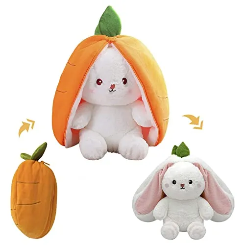 Fantsccy Animale di peluche Coniglio Nascosto, Morbido e Tenero Animale di Peluche Coniglio e Carota, Cuscino per di Carota Peluche, Cuddle Bunny Idea Regalo per Ragazzi e Ragazze（Carota, 18 Cm）