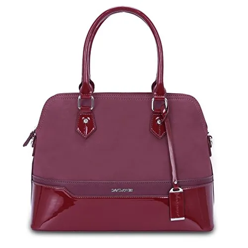 David Jones - Borsa a Mano Bugatti Donna - Borsa a Tracolla Spalla PU Pelle Vernice Lucida - Satchel Tote Shopper Strisce Multicolore - Borsetta Elegante Signora Moda Casual Quotidiana - Bordeaux