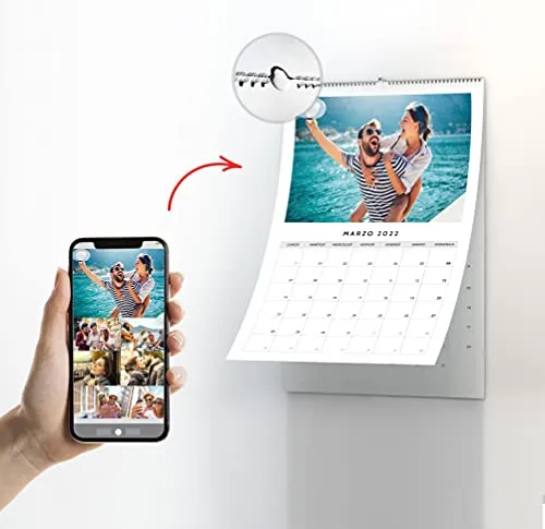 Calendario 2022 fotografico personalizzato da parete. Calendario fotografico A3 da muro 12 mesi + copertina. Foto stampate direttamente sul calendario. Carica qui le tue foto.