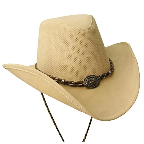 Kakadu Cowboy Western Cappello Estivo in Microfibra con Tesa modellabile e Cappello Beige. L