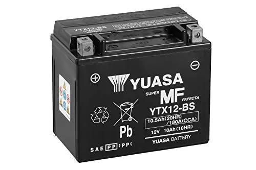 YUASA BATTERIE YTX12-BS AGM aperto con imballaggio acido, 10,5 Ah, 150x87x130 mm