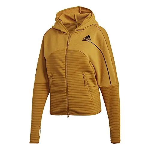 adidas Women's Z.N.E Athletics Hoodie Cold.RDY, Legacy Gold, XS