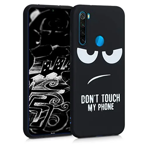 kwmobile Cover Compatibile con Xiaomi Redmi Note 8 (2019/2021) - Custodia in Silicone TPU - Cover Protettiva Soft Case - Don't touch my phone bianco/nero