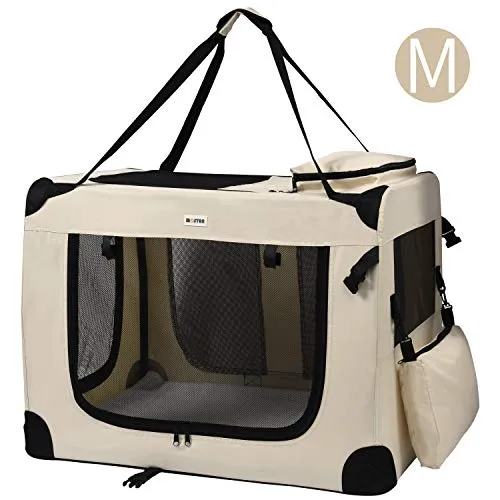 MC Star Trasportino Cane Borsa per Cane Taglia Media Portatile Pieghevole Trasportino Viaggio per Cani Animale Domestico Beige M