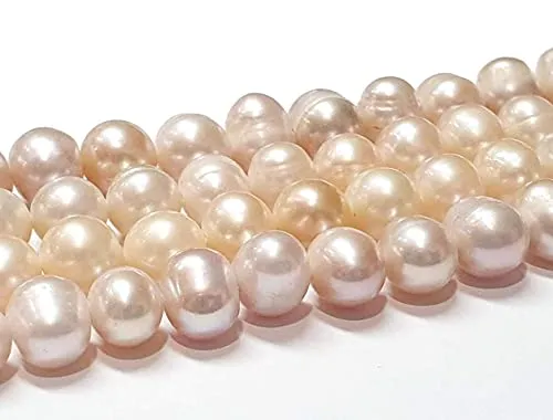 Perle d'acqua dolce, 8 mm, color crema, albicocca, grani di riso, naturale barocco, perle di conchiglia, perle da infilare