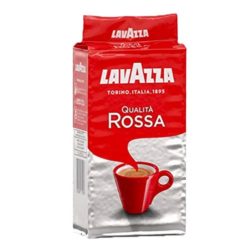 Lavazza Qualità Rossa - Caffè Macinato per Moka - Arabica e Robusta - Gusto Pieno e Rotondo - Note di Cioccolato - Intensità 5 - Tostatura Intenso - 250 g