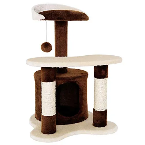 lionto Tiragraffi per Gatto Albero Tiragraffi Gatto Gioco Giocattolo Gatti Altezza 65 cm, Marrone/Beige