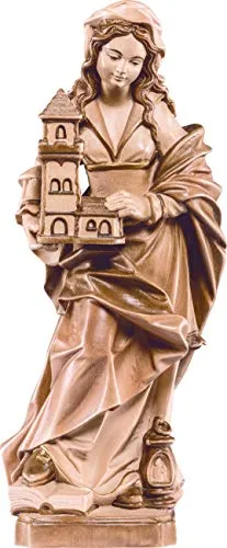 Ferrari & Arrighetti Statua Santa Barbara - Demetz - Deur - Statua in Legno Dipinta a Mano. Altezza Pari a 40 cm.