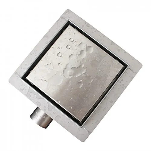 Canalina di scarico doccia T02 in acciaio inox - sistema di drenaggio incluso - larghezza selezionabile, Dimensione:13.5 x 13.5 cm
