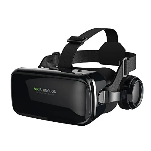 FIYAPOO Occhiali VR 3D Visore Realtà Virtuale Occhiali Headset Virtual Reality 3D Film Glasses per iPhone Android Smartphones (Occhiali VR con Cuffie)