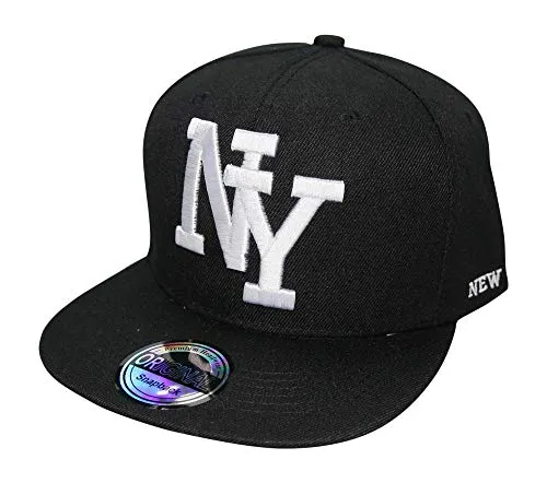 Premium Headwear - Cappello con visiera New York Snapback NY nero. Taglia unica