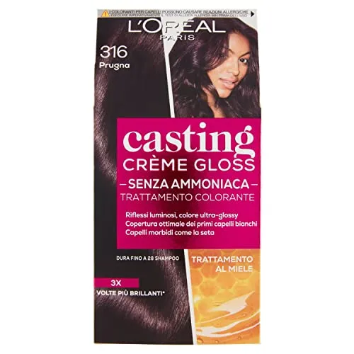 L'Oréal Paris Tinta Capelli Casting Creme Gloss, senza Ammoniaca per una Fragranza Piacevole, 316 Prugna, Confezione da 1